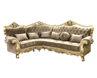 Угловой классический диван «Эсмеральда» золото